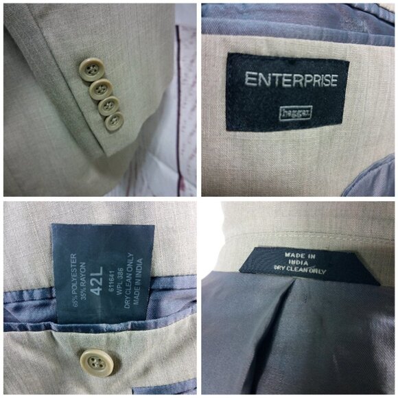 Haggar Enterprise 42L 2 Button Tan 2pc Suit 32W - Picture 8 of 12